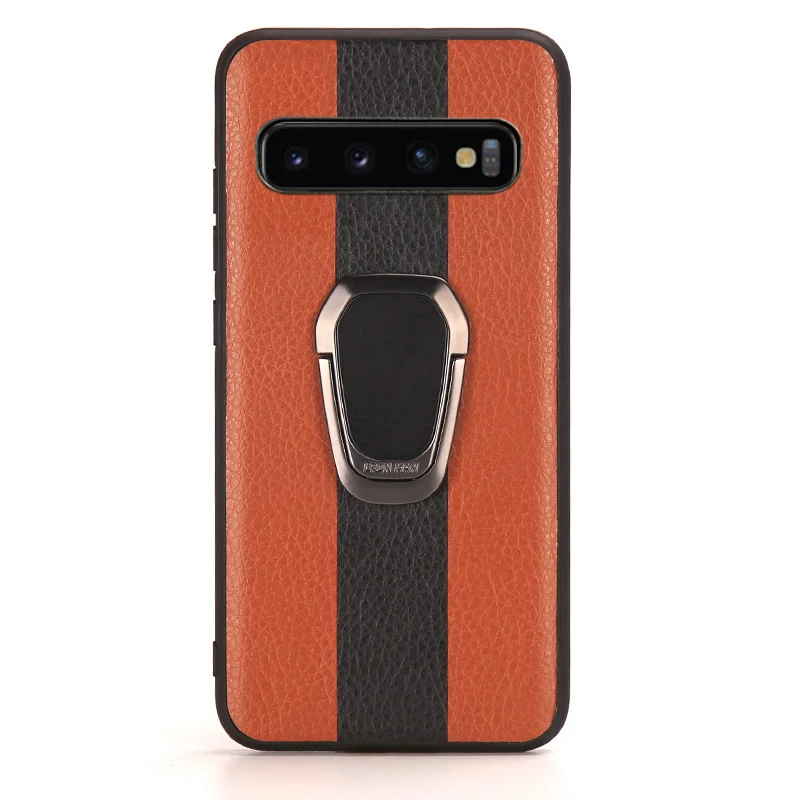 Автомобильный чехол для телефона для samsung S10 плюс S7 S8 S9 Note 8 9 A5 J5 J7 A7 A8 J6 A70 A50 A40 A30 модные Вращающийся Кронштейн кольцо - Цвет: Коричневый