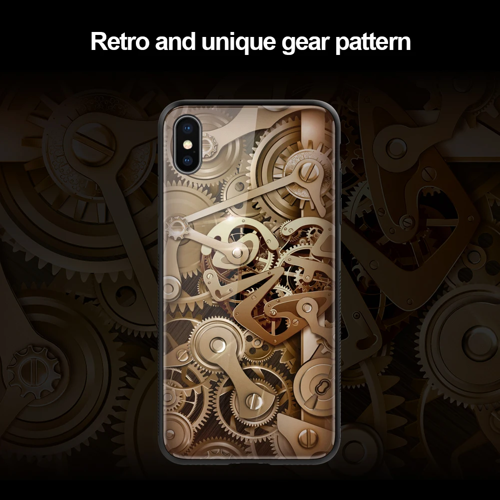 Tempered glass back cover case for iphone XS XR NILLKIN Gear Spacetime apple Max |