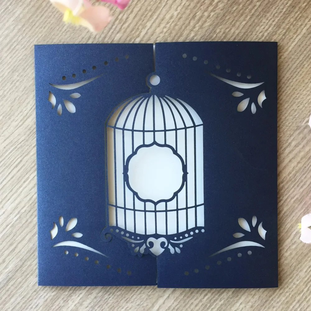 

30Pcs/Lot Unique Birdcage Design Wedding Invitation Card Birthday Party Invitation Card Greeting Card