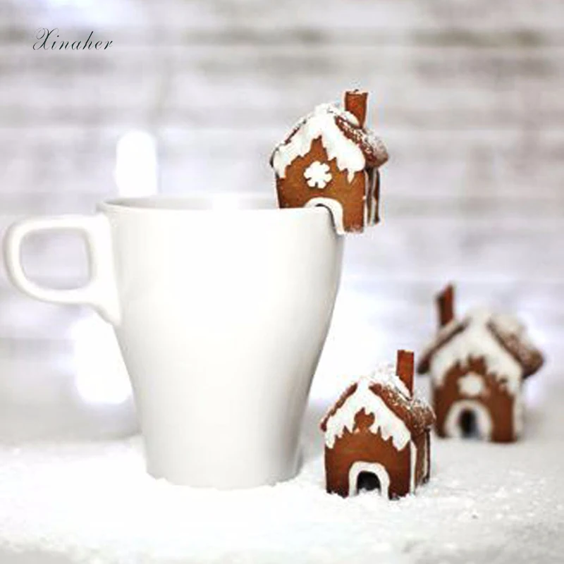 XINAHER DIY 3D выпечки Мини Рождественская формы в виде дома из нержавеющей стали