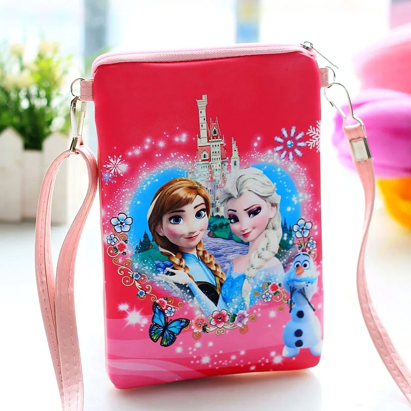 Disney Pu мультфильм милый Эльза Анна плюшевый кошелек девушка вертикальная сумка для еды двойная сумка через плечо на молнии мобильный телефон сумка замороженная