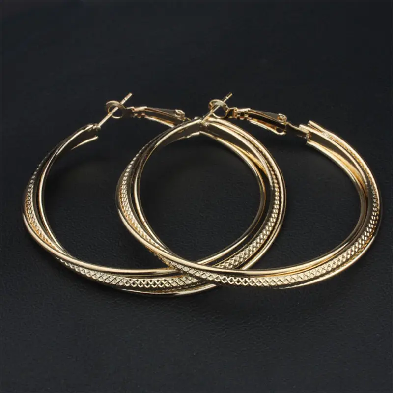 SOHOT Fashion Gold Color Metal Large Round Hoop Earrings Punk Jewelry Accessory for Women Christmas Gifts | Украшения и