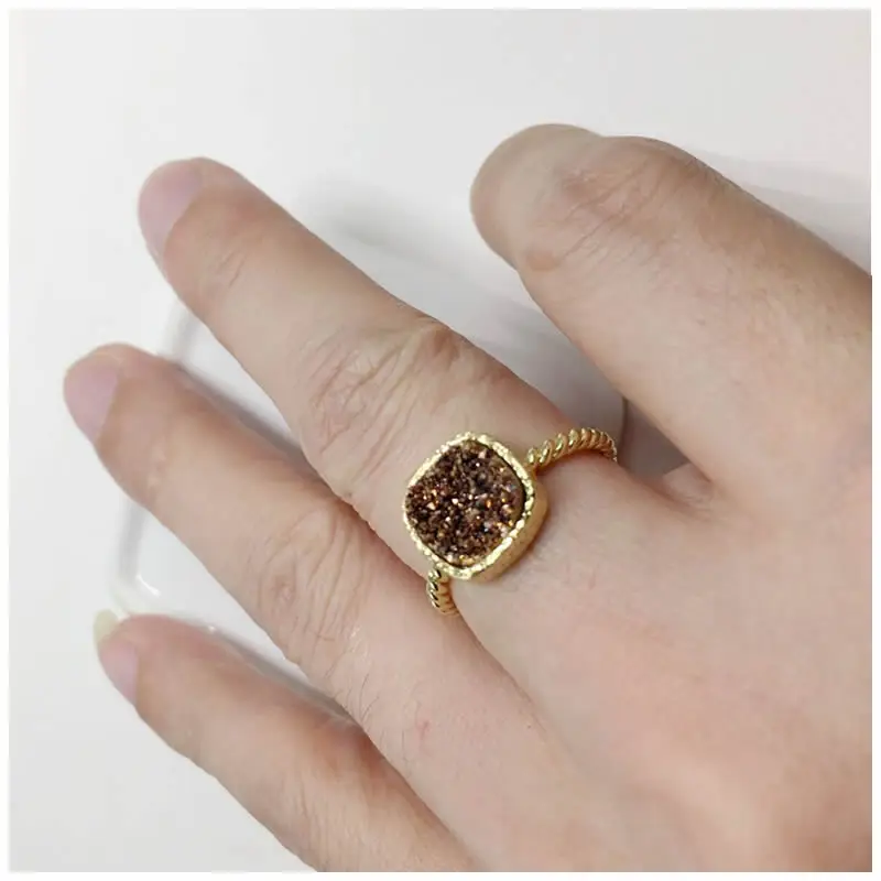 Квадратный Шарм 9 мм натуральный Титан кольцо для браслета циркониевый кварцевый