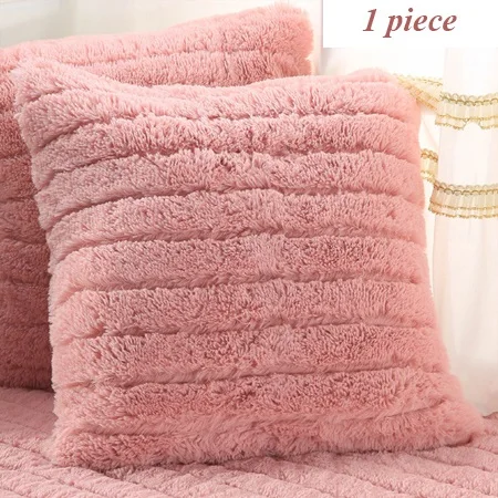 pink pillowcase 1 шт., плюшевый тканевый чехол для дивана, полотенце, однотонный цвет, Европейский мягкий чехол, устойчивый чехол для дивана, чехол для гостиной, оконные коврики - Цвет: pink pillowcase
