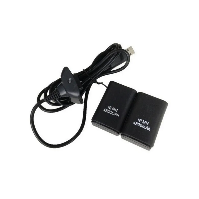2 шт 3,7 V 4800mAh аккумулятор+ зарядный кабель для xbox 360 беспроводной контроллер геймпад Ni-MH аккумулятор аккумуляторные батареи