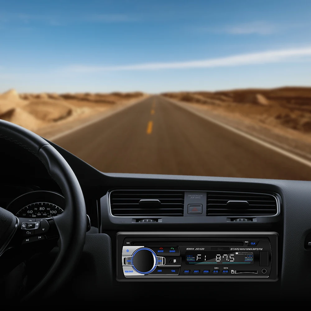 Автомобильный радиоприемник Onever 60WX4, Bluetooth, автомобильный стерео In-Dash, 1 Din, FM, MP3, Aux, входной приемник, SD, USB, MP3, MMC, WMA, автомобильный радиоприемник, 12 В