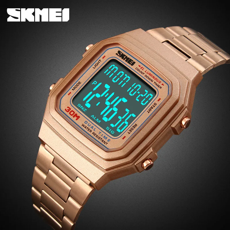 

SKMEI Men LED Digital Watch Sports Watches men's Relogio Masculino Relojes Stainless Steel Military Waterproof Wristwatches Hot