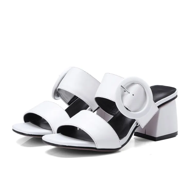 MLJUESE/2018 женские шлепанцы из коровьей кожи с пряжкой на ремешке Цвет желтый