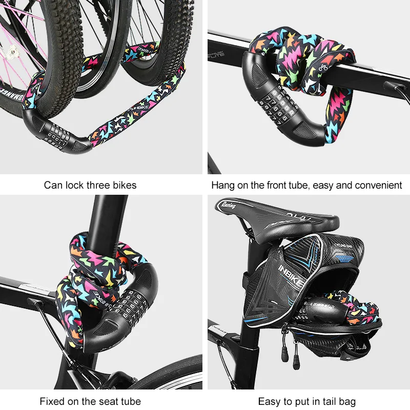 INBIKE велосипед цепи блокировки 0 8 m/1 5 m противоугонная система Велосипедные замки