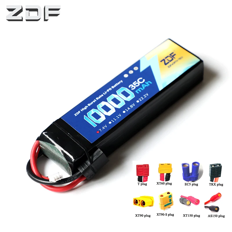 ZDF RC Car Lipo Battery 2S 7 4 V 10000mah 35C Max 70C XT90/XT60/T Разъем для Rc Airplane Traxxas Truck|Детали и аксессуары|