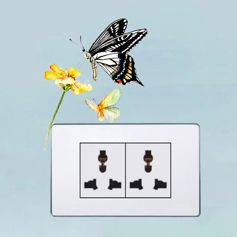 Наклейка на стену с изображением бабочек Желтых Цветов 8SS0406|Наклейки стену| |