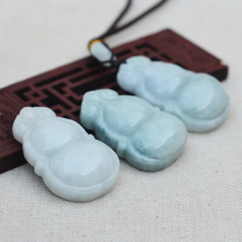 Drop shipping Natural A Jadeite Jades Pendant Gourd Shape Pendants Gift for Women Fashion Stone Jewelry+Rope | Украшения и
