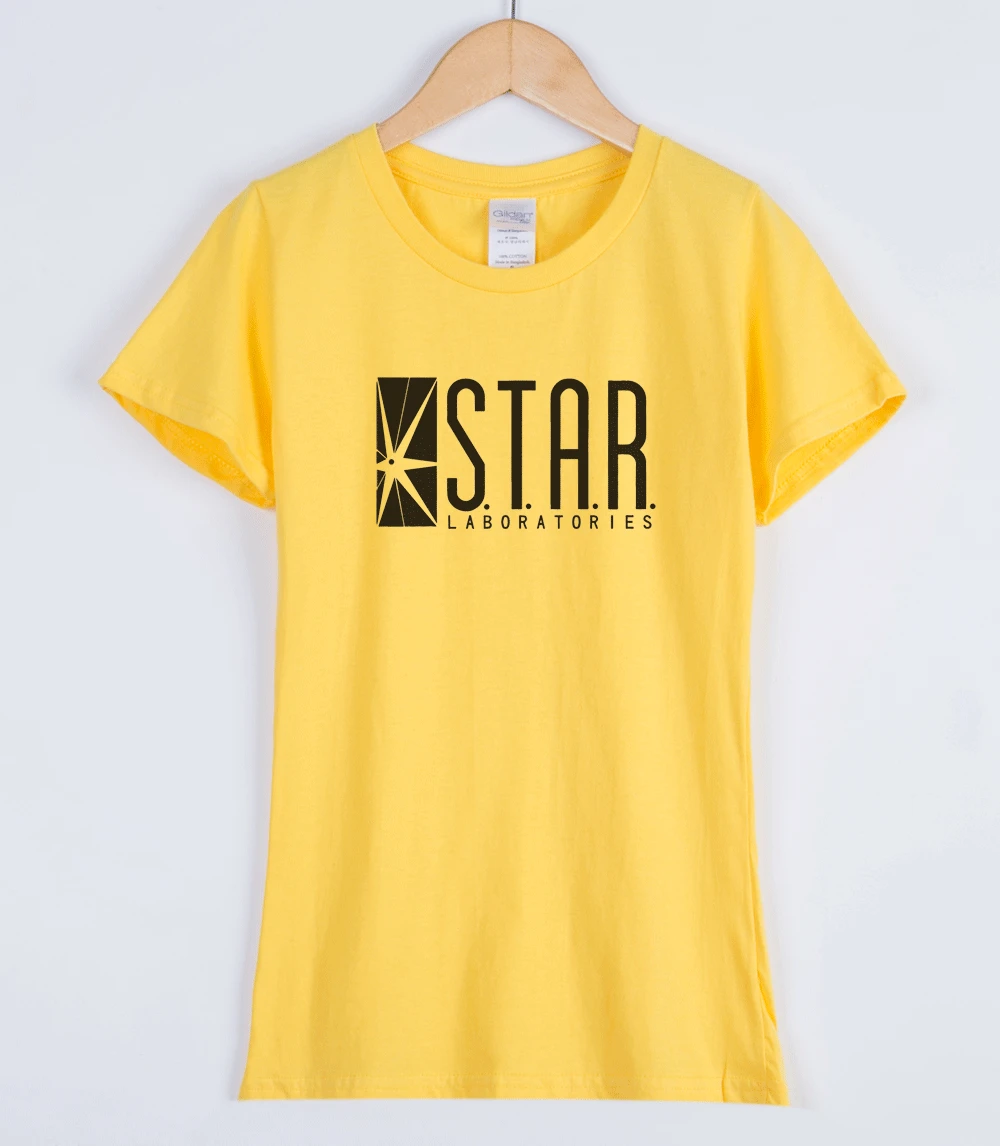 STAR S. T. A. R. labs женские футболки летняя хлопковая футболка с коротким рукавом женская повседневная брендовая одежда женская футболка Топ kpop - Цвет: yellow1