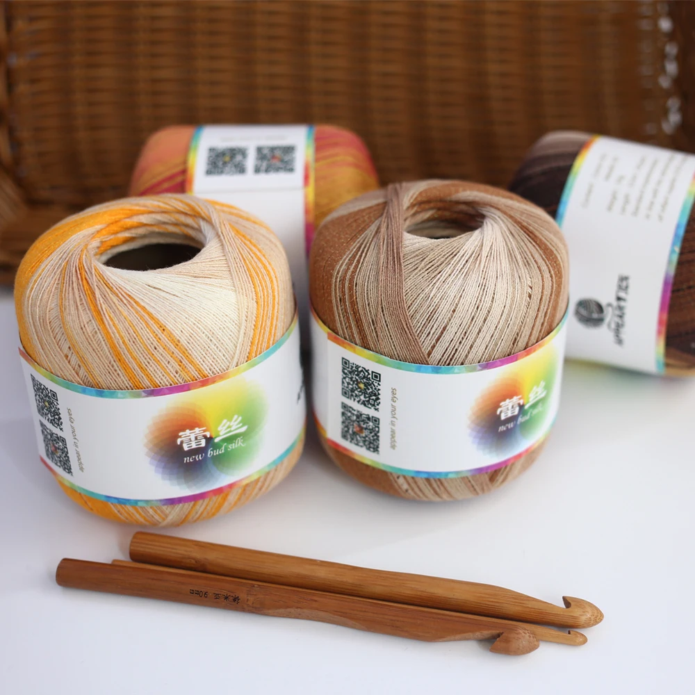 Бесплатная доставка 50 г/шар хлопок металлическое кружево радужная пряжа цветная