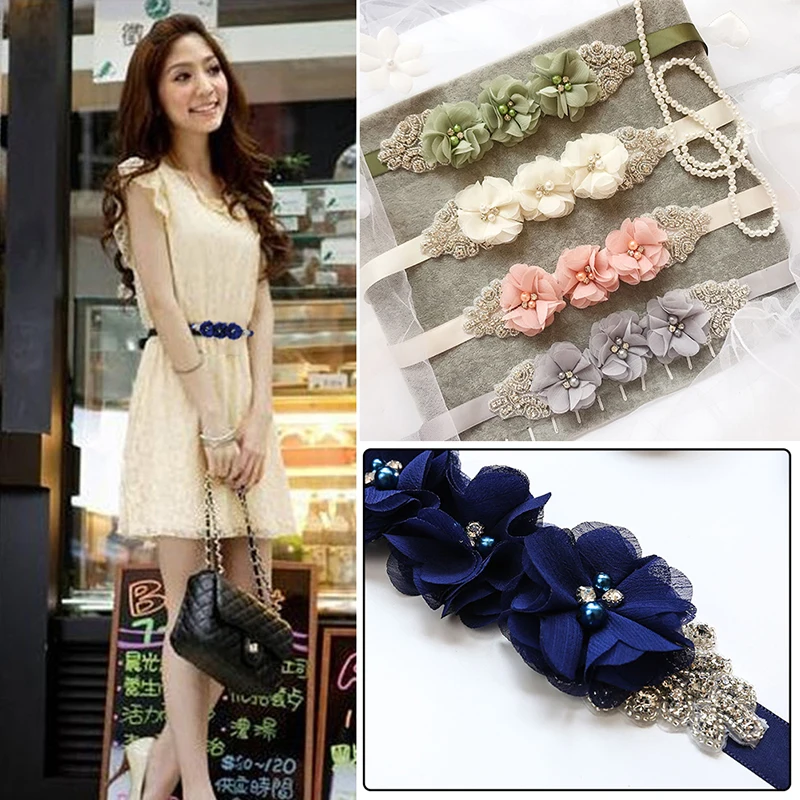 2019 New Fashion Beauty Flower Bridal Sash Rhinestone Wedding Party Bride Bridesmaid Belt Dress Streamer Girdle Waistbands Femme |