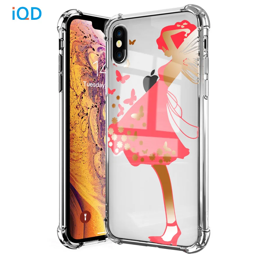 IQD чехол для iPhone X XS Max XR 7 8 6 6 S Plus Shell прозрачные чехлы с узором ультратонкий ТПУ бампер противоударный защитный чехол