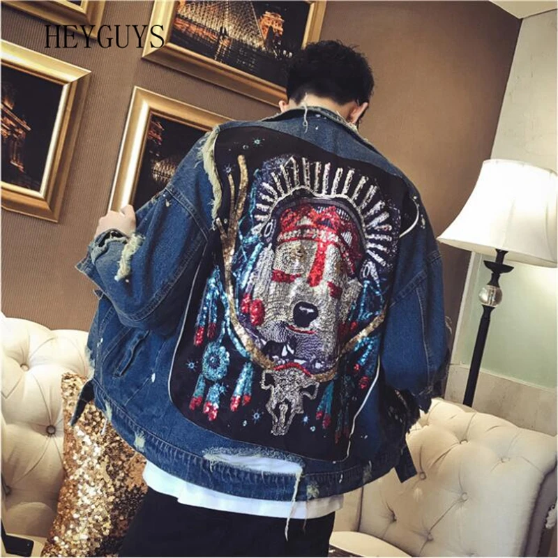 Мужская джинсовая куртка с заклепками NAGRI Классическая Всесезонная в стиле панк