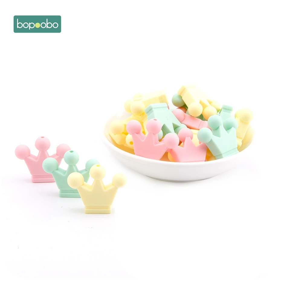 Bopoobo 10 шт. силиконовые бусины Детские короны Прорезыватель сенсорная игрушка для прорезывания зубов DIY Поделки бусины Детские игрушки Ожерелье Подвеска детский продукт - Цвет: Type 4
