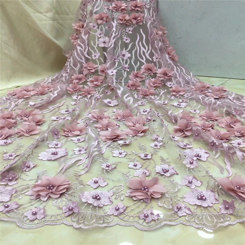 VILLIEA мягкая африканская кружевная ткань 2019 высокого качества 3D цветок вышитая