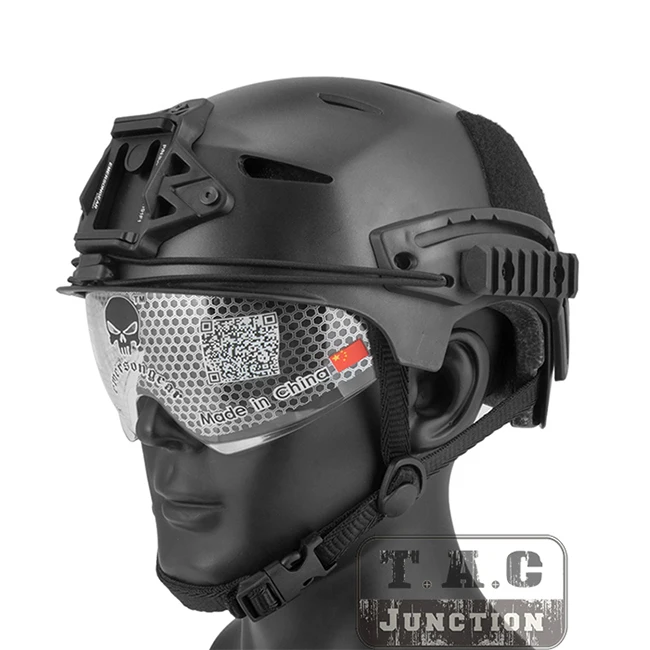 BK Emerson EXF Bump мягкий шлем w/Goggle Rail 2,0 монтажный нерегулярный Тактический шлем голова Защитная w/боковая рейка и NVG Shroud - Цвет: BK