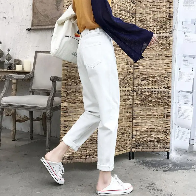 Женские джинсовые брюки черные белые синие прямые S-2XL винтажные лето 2019 | Женская