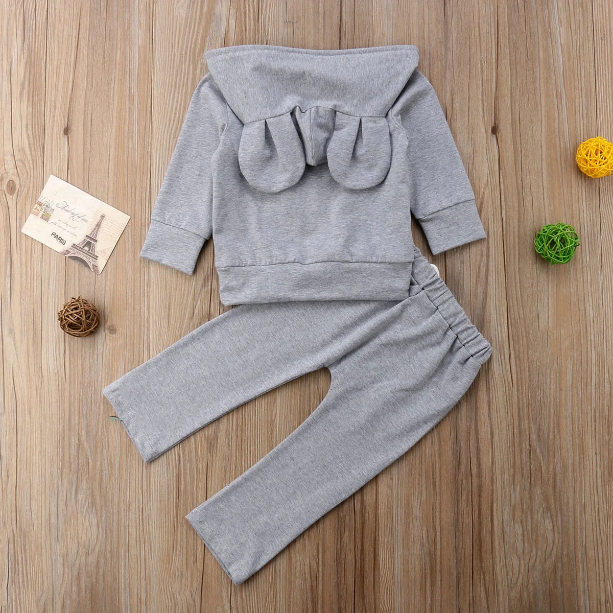2018 Brand New Newborn Infant Baby Girl Boy Mouse Clothes 2PCS Long Sleeve Hooded 3D Ears Grey Sweatshirt Tops+Pants Autumn Sets | Детская