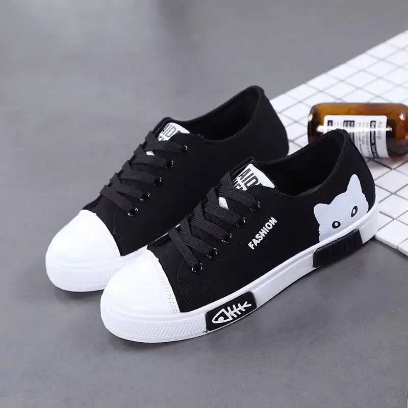 Женские парусиновые кроссовки на шнуровке повседневные плоской подошве с