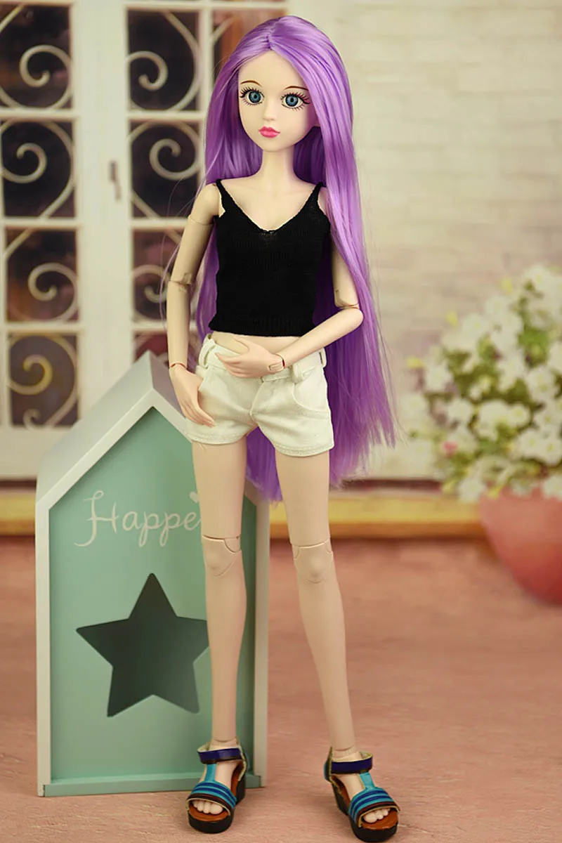 Романтические фиолетовые волосы 1/4 BJD обнаженные кукла Синьи 3D реальные глаза