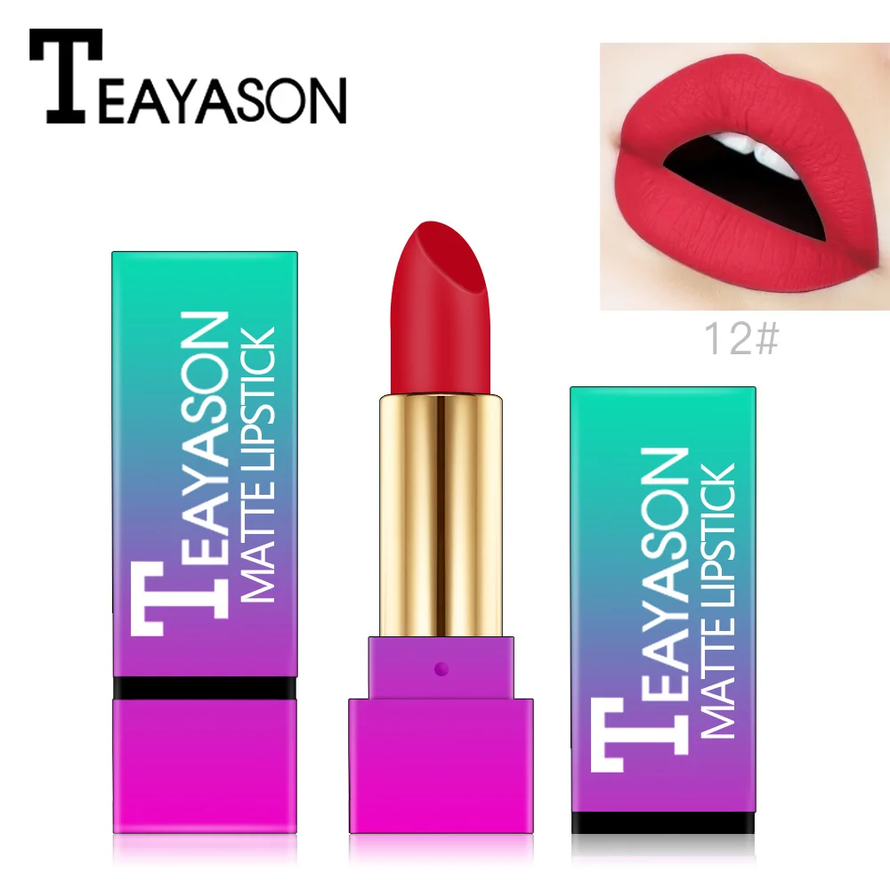 T1610-12 TEAYASON бархатная матовая губная помада 12 цветов Помада тыквенного цвета Водонепроницаемая долговечная градиентная Сексуальная Красная Обнаженная помада Maquillaje - Цвет: T1610-12