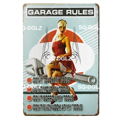 [SQ-DGLZ] мышцы автомобиля Жестяная Табличка на гараж Настенный декор "Garage Rules" Изделия из металла "Garage Rules" алмазов картина таблички плакат - Цвет: 0109