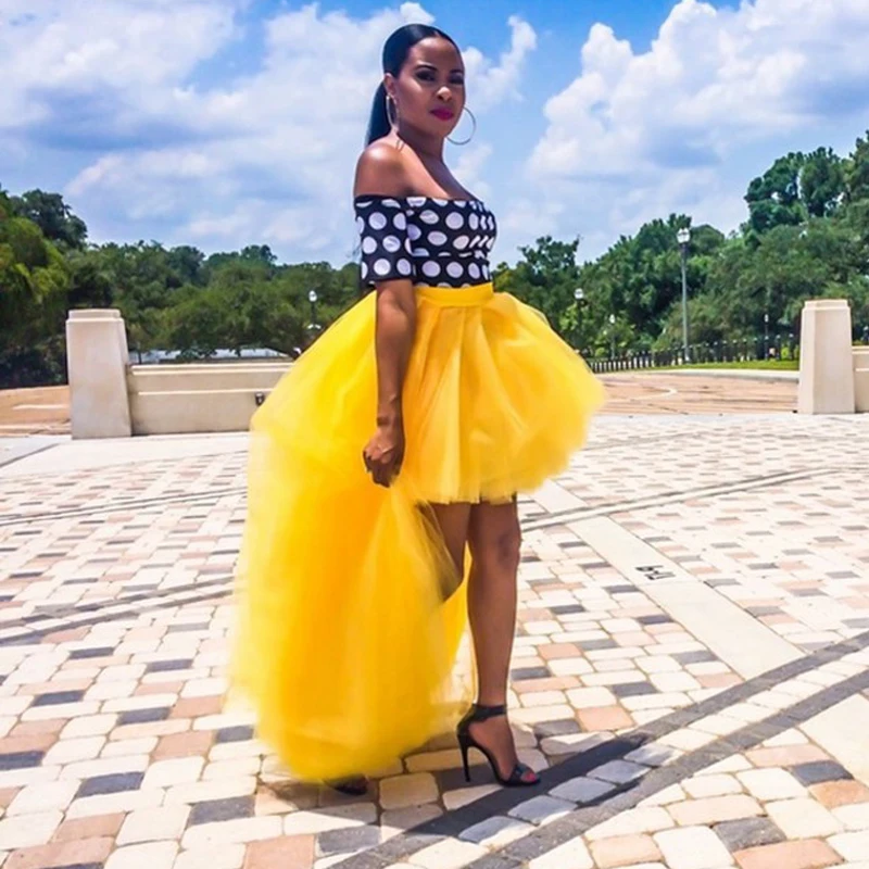 Модные желтые юбки с высоким и низким вырезом ассиметричные женские вечерние