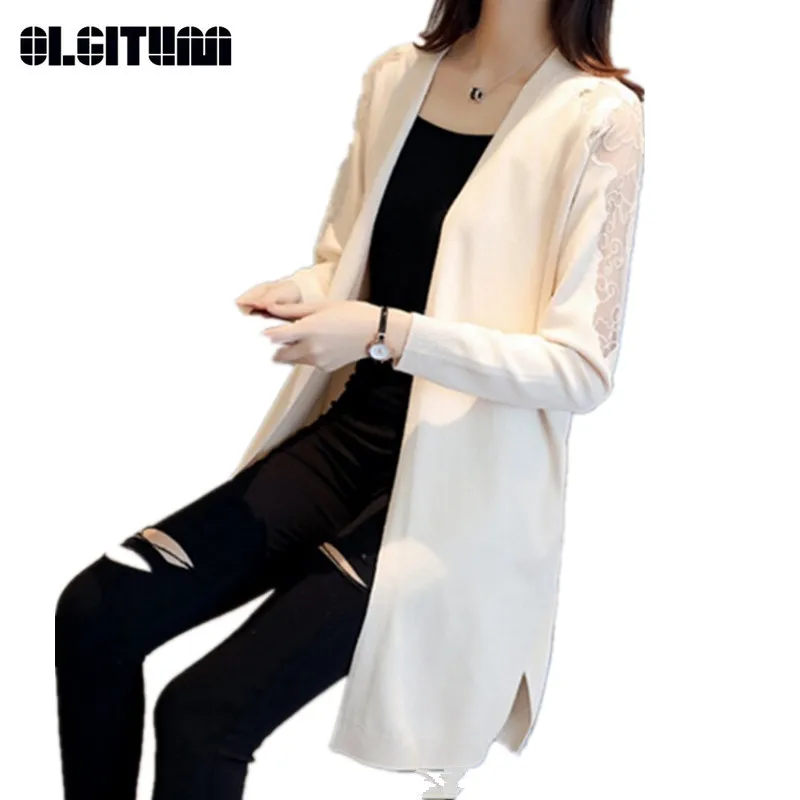 

Женский длинный свитер, Свободный вязаный кардиган с дырками для осени и зимы, SW872