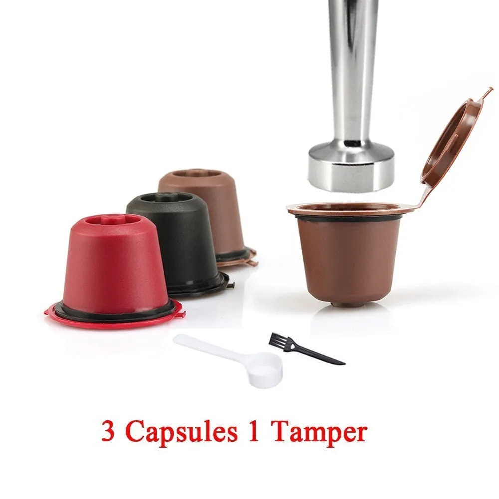 3 Pods 1 Tamper 3 кофейных фильтра 1 Темпер Nespresso многоразовые капсулы для кафе Recargables Nespresso запасная чашка кофейные стручки Набор для вскрытия - Цвет: 3 Pods 1 Tamper