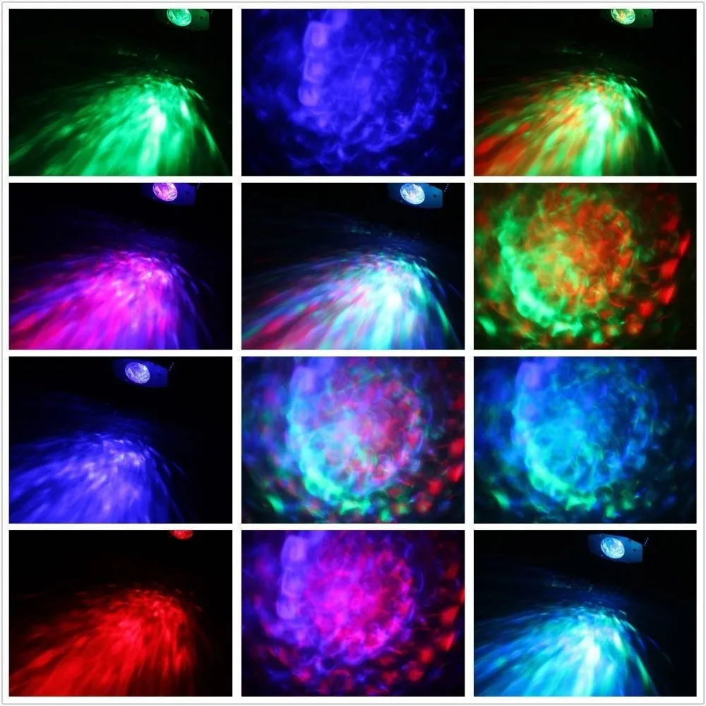 AOBO Lighting IR Remote 3W RGB LED Water Wave Ripple Effect Stage Light lighting Laser Projector with Mini Tripod for Party Show | Лампы и
