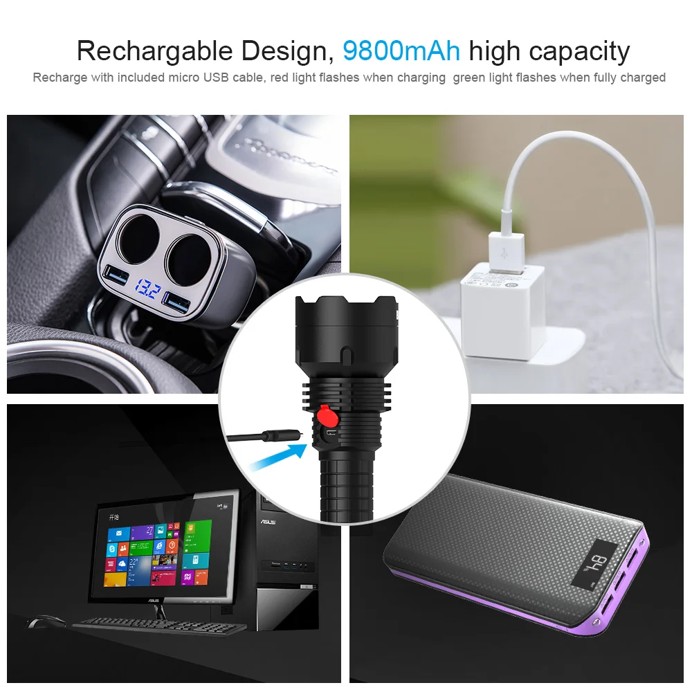 Фонарь с аккумулятором BRILEX, водонепроницаемый, электрический, высокой яркости, с регулируемой яркостью.