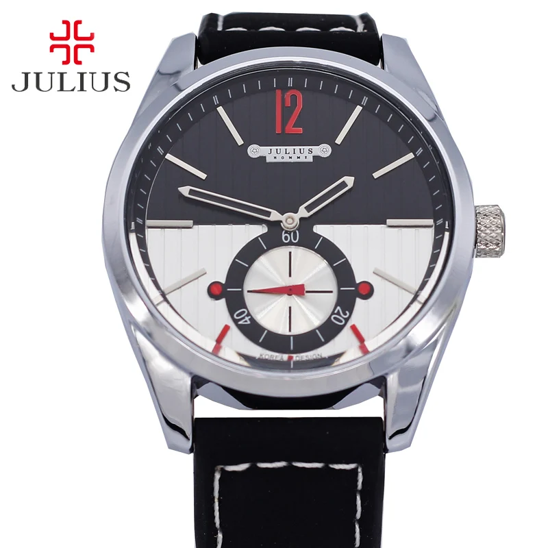 Настоящий Второй Циферблат Julius мужские часы разных цветов модные платье Спорт