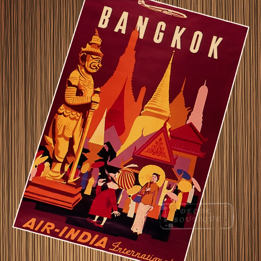 Посетите Таиланд художественный постер для путешествий винтажный Ретро холст