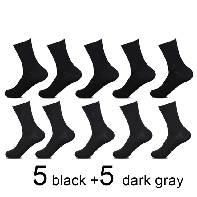 5 black 5 dark gray 10 пар/лот, мужские бамбуковые носки, мужские брендовые Новые повседневные носки в деловом стиле, мужские носки из хлопка и бамбукового волокна, длинные зимние носки для подарков - Цвет: 5 black 5 dark gray