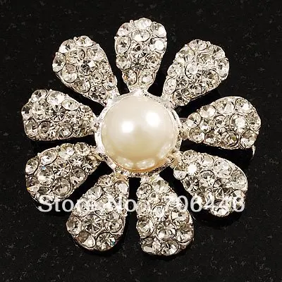 Серебряный Подсолнух жемчуг и стразы искусственный кристалл Свадебное
