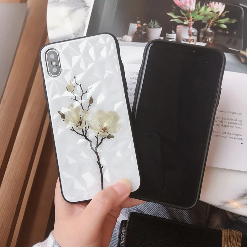Глянцевый чехол с 3D алмазным цветком для Huawei P30 P20 Mate 20 Pro Honor 8X 10 lite V10 V20 Nova 3 3i 4 P Smart