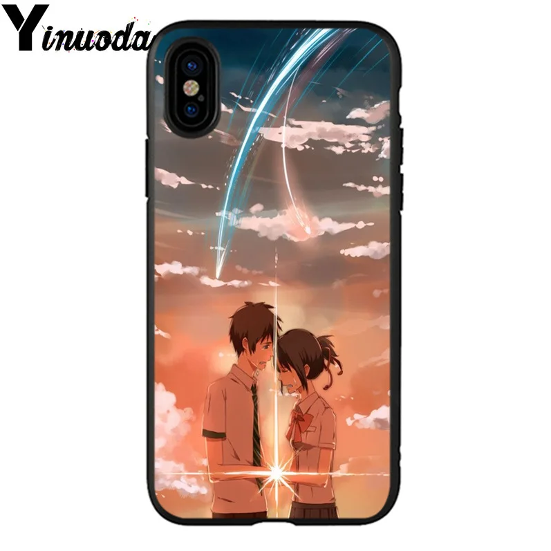 Yinuoda Kiminonawa ваше имя японского аниме черный мягкий чехол для телефона Apple iPhone 8 7 6 6S