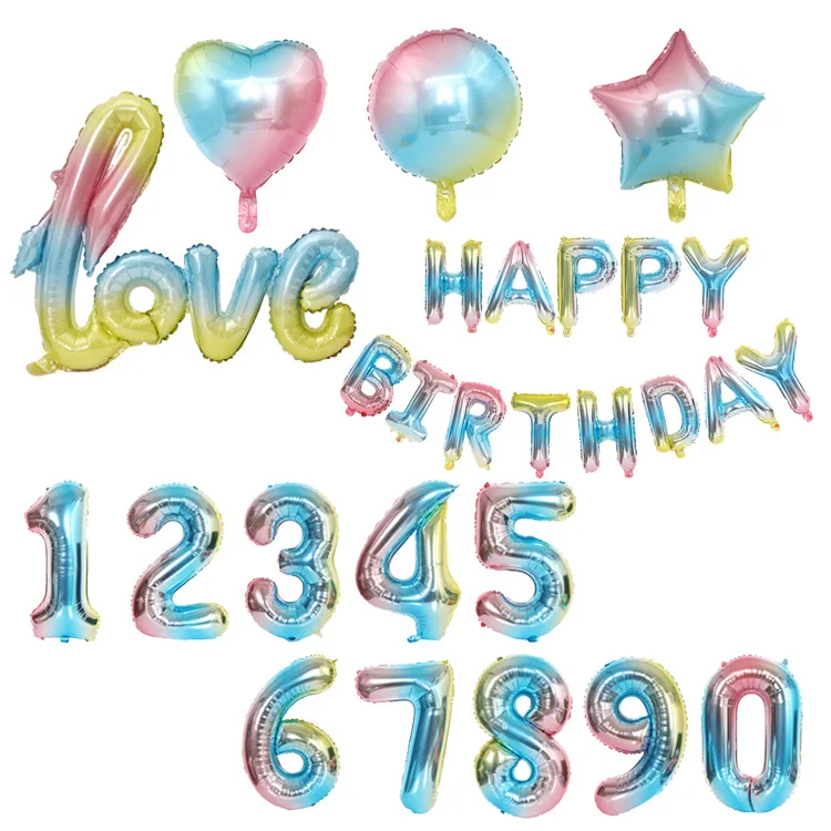 Градиент цвета фольги воздушный шар День рождения Свадебные украшения Радуга 32