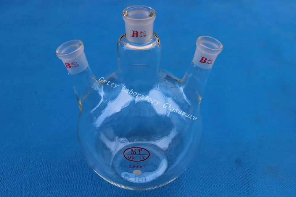 

2000ml 2Litre 3-neck flat bottom flask with 24/29 joint,borosilicate glass 3.3
