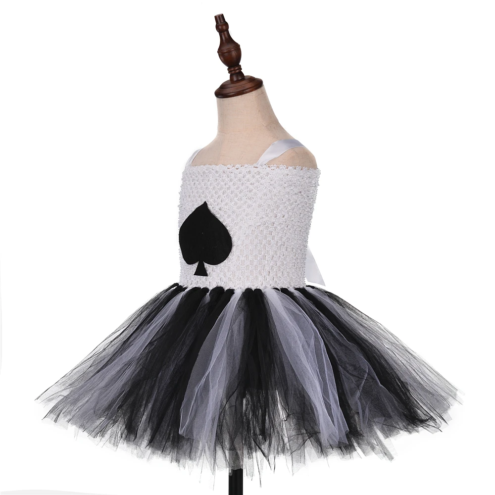 Poker Spade Heart Cos Girl Tutu Dress White&ampBlack School Party Group Costume Novel Children Birthday | Детская одежда и обувь