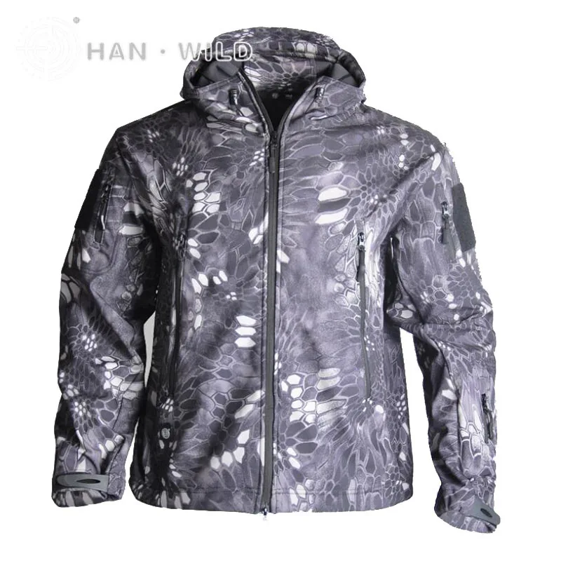 Black Python Армейская тактическая одежда для плавания “мокрого” типа Softshell куртка TAD Открытый камуфляжная охотничья одежда для Пеший туризм кемпинг ветрозащитный с капюшоном пальто S-XXXL - Цвет: Black Python