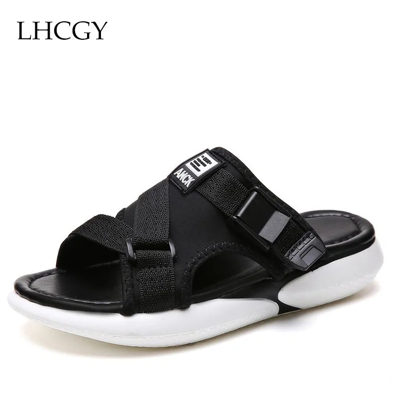 Большие размеры женские шлепанцы обувь на платформе черные женская с пряжкой