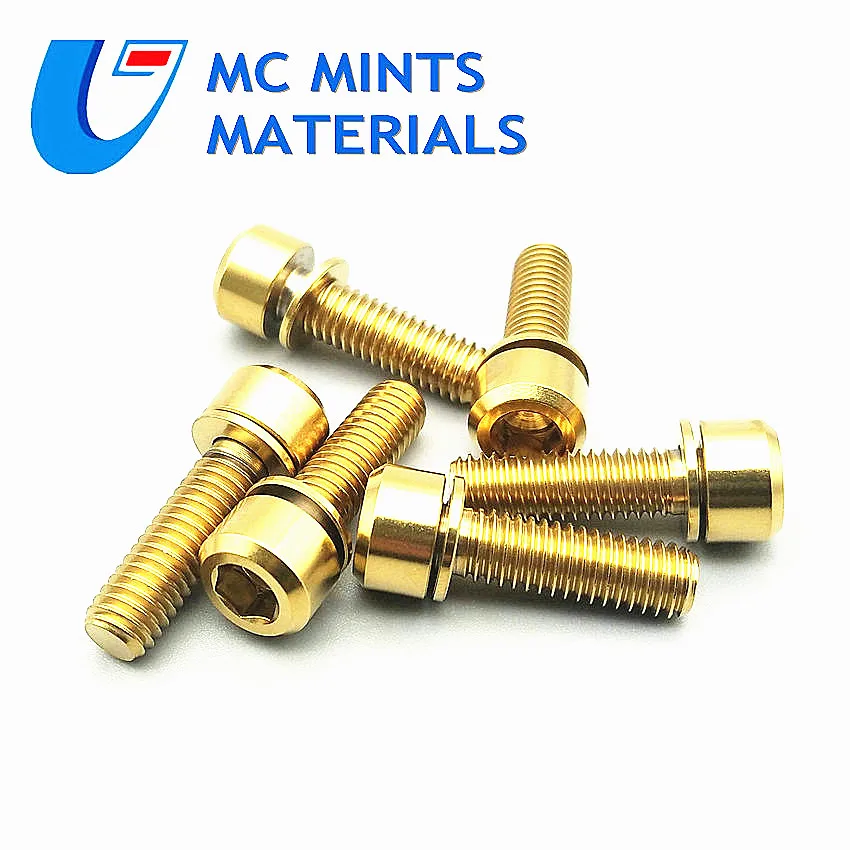 Титановый болт для SHIMANO M6 x16-30mm фиксатор Ti болты головка колонны с шайбой золотого цвета титановые винты Ti крепеж 6 шт