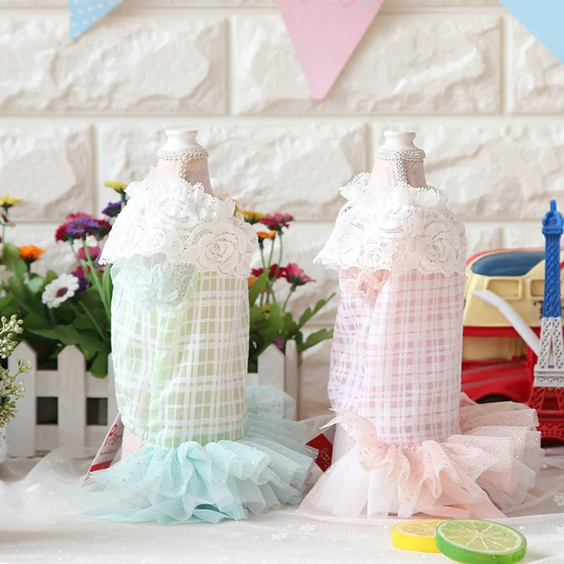 Клетчатый полиэстер костюм для животного летняя дышащая одежда собак Свадебная