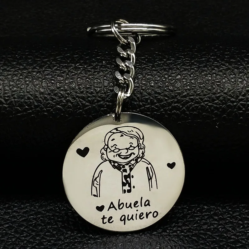 grandma glasses Брелок из нержавеющей стали для дедушки, для женщин, для мальчиков и девочек, брелок для дедушки, ювелирная цепочка, подарок для дедушки, abuelo llavero K178241 - Цвет: grandma glasses