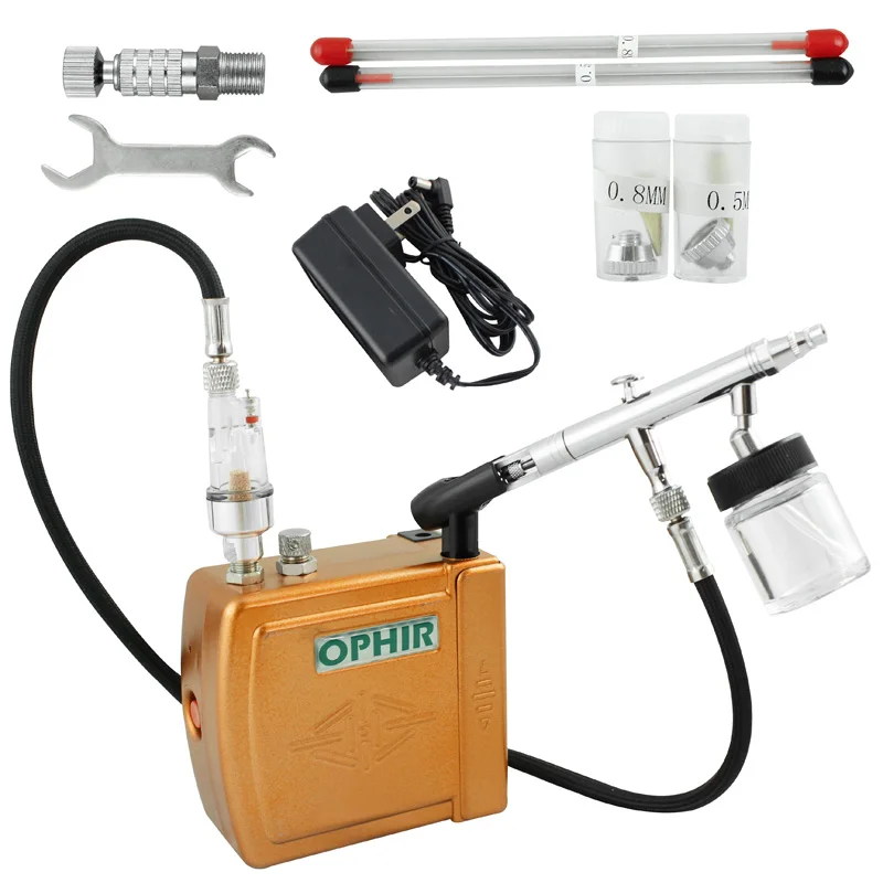 Косметическая система для макияжа OPHIR Airbrush Kit с воздушным компрессором загара